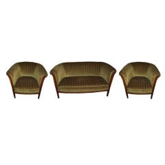 French Art Deco Loveseat and Club Chairs 9