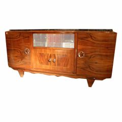 French Art Deco Buffet in Exotic Walnut with a marble top