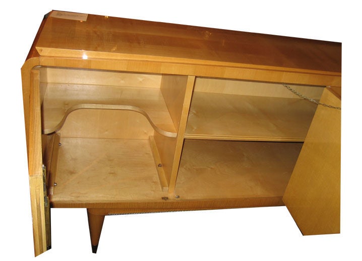French Art Deco Buffet in sycamore with interior drawers and shelves.