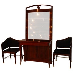 Art Deco Mirror and Chair Set by J & J Kohn