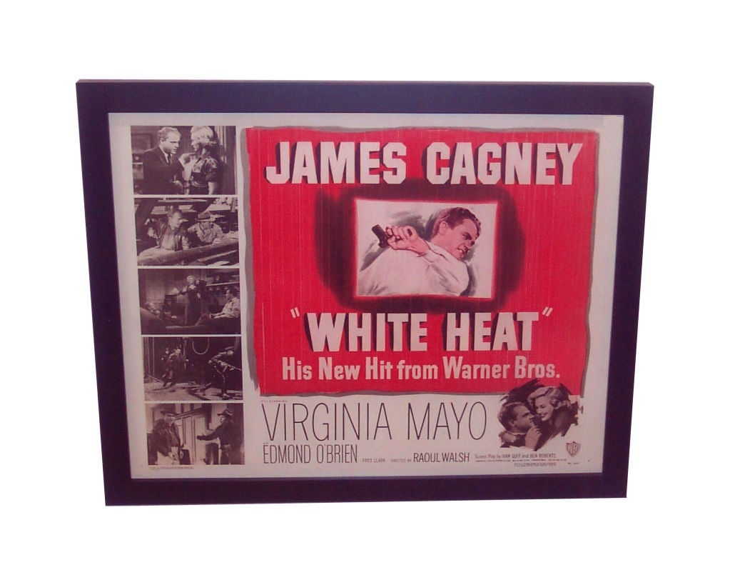 MOVIE POSTER FROM WARNER BROTHER'S, WHITE HEAT, 1949, HALF SHEET PAPER BACKED, BLACK FRAME .<br />
22