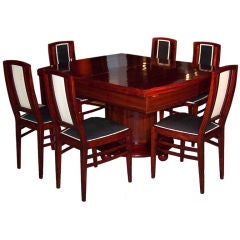 Early Art Deco Sezession Dining Table & (6) Chairs 2