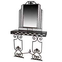 French Art Deco Mirror and Console