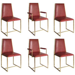 Suite of Six Dining Chairs in Brass after Milo Baughman