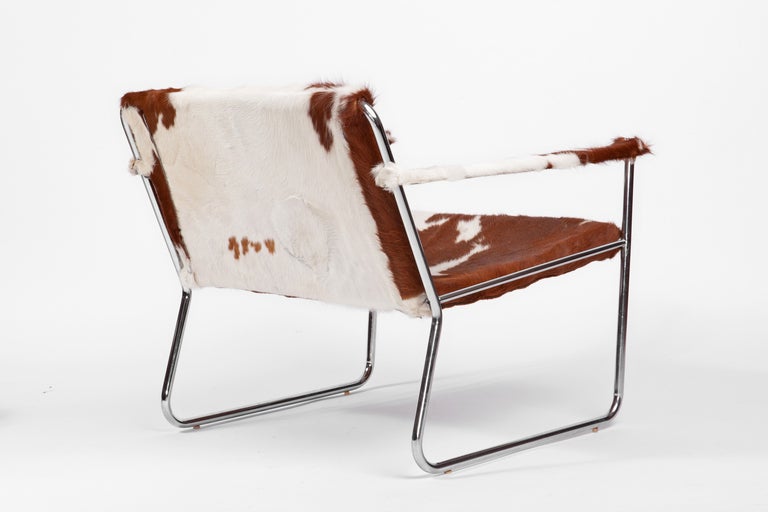 1960s Lounge Chair and Ottoman in Cowhide In Good Condition In Brooklyn, NY