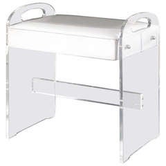 Lucite Vanity Stool / Bench with Upholstered Seat