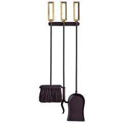 Set of Wall Mount Fire Tools with Brass Handles, circa 1960