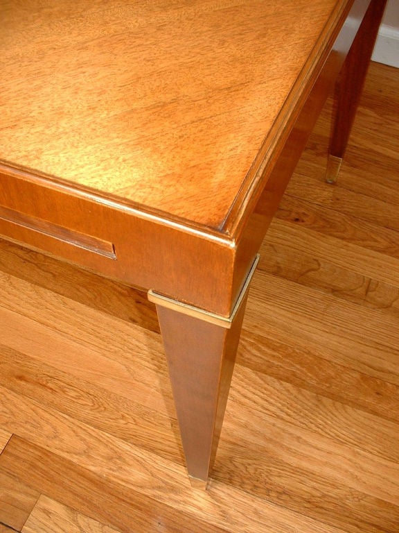 Mid-20th Century Lacquered Mahogany End Table with Pull-Out Tray