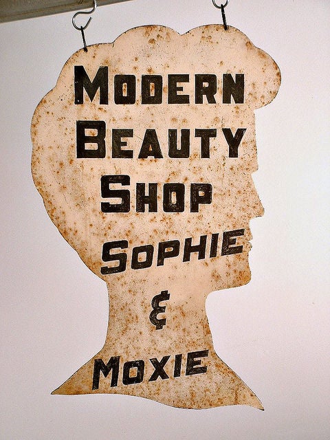 Sophie and Moxie's "Modern Beauty Shop" Steel Sign, circa 1940