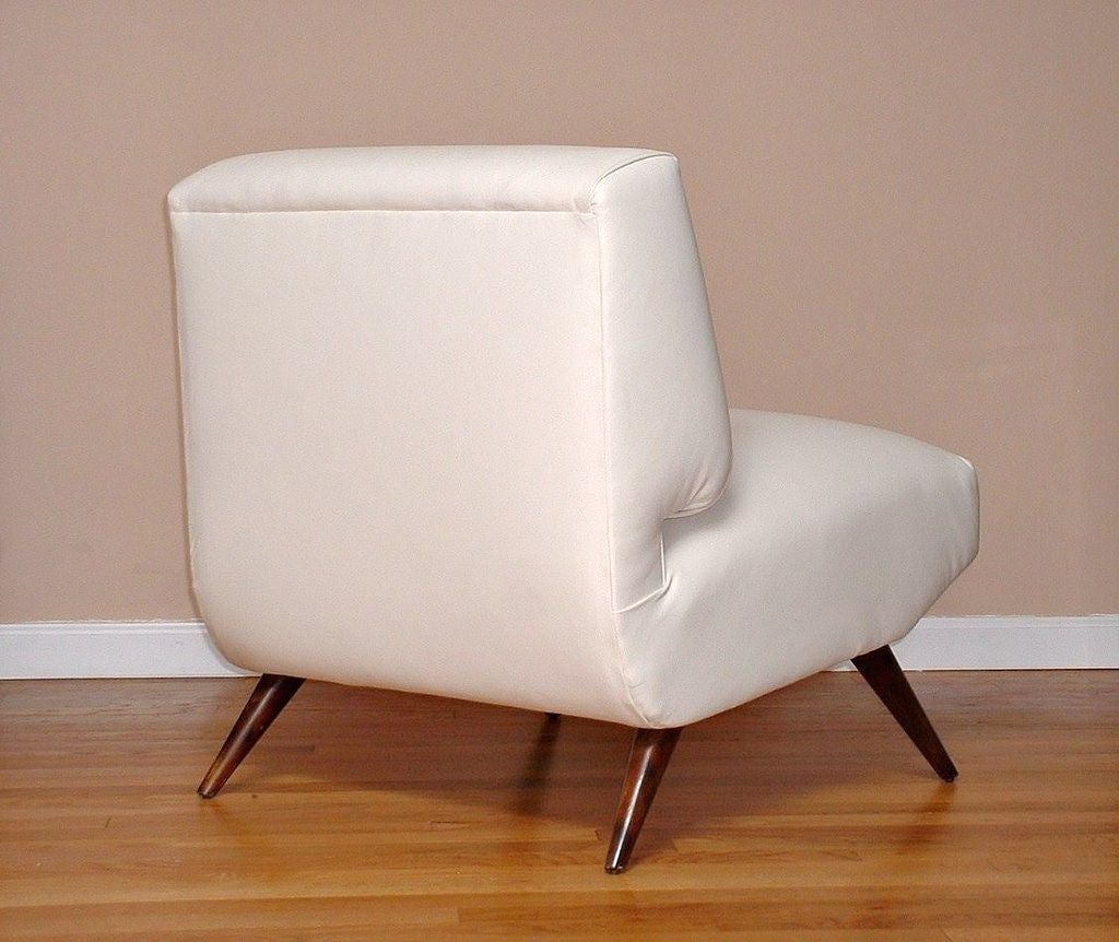 American A Mid Century Slipper Chair in Kravet Leather