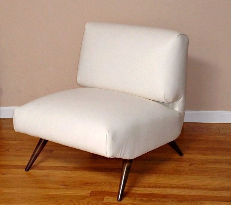 Mid-20th Century A Mid Century Slipper Chair in Kravet Leather