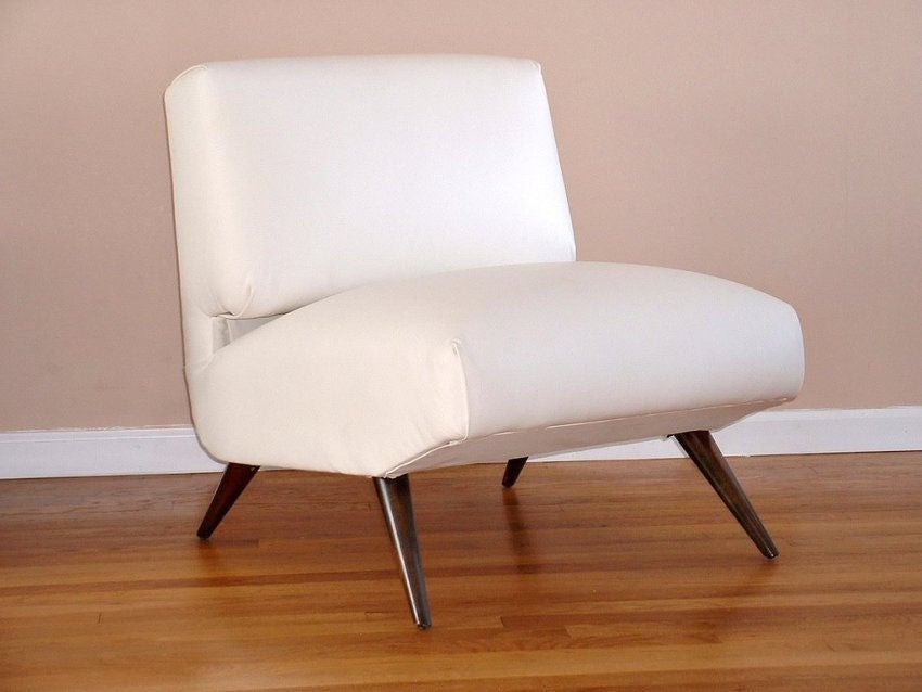 A Mid Century Slipper Chair in Kravet Leather 2