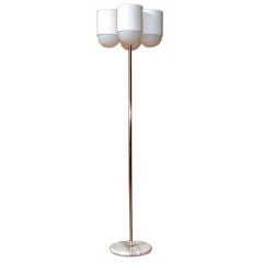 Modern Italian Floor Lamp in White with Marble Base Attributed to Arteluce