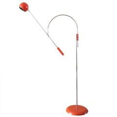 Blood Orange and Chrome "Orbiter" Floor Lamp by Robert Sonneman