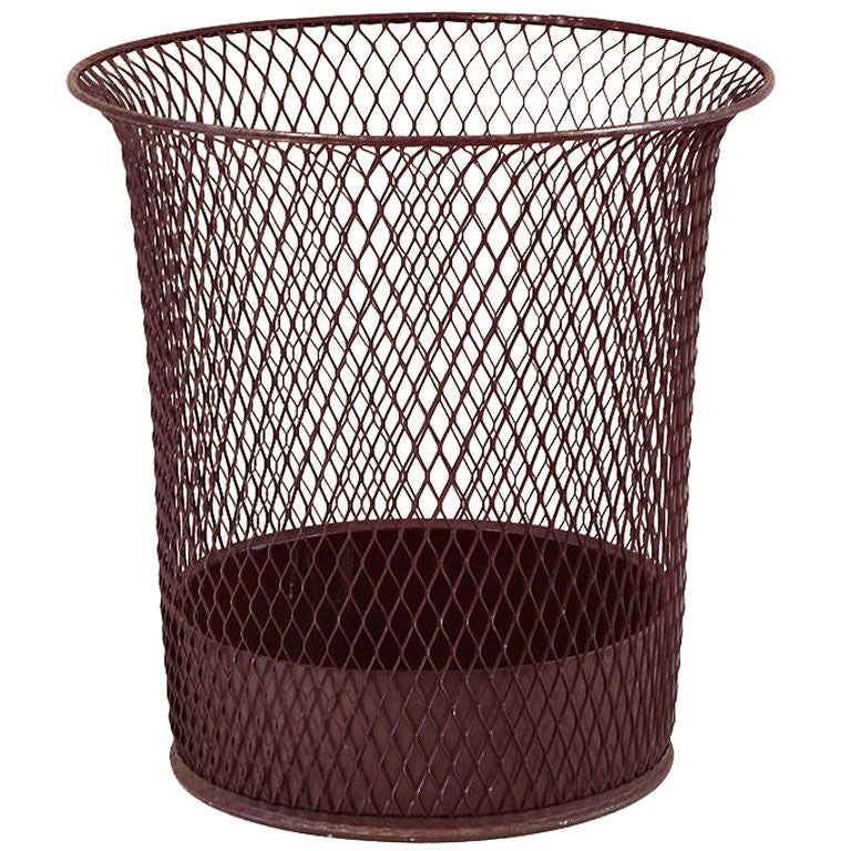 Classic 1930s American Industrial Wastepaper Basket / Trash Can