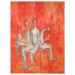 Captivating Oil on Canvas in the Spirit of Alberto Giacometti