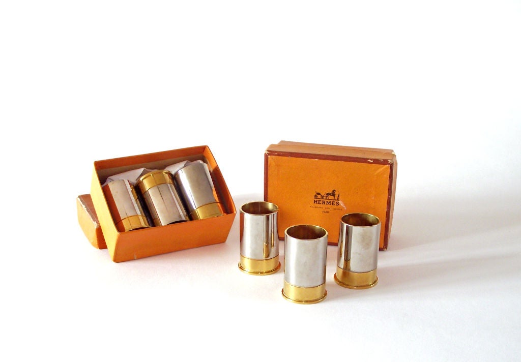 French Set of Six Decorative Bullet Casings by Hermes w/ Original Boxes
