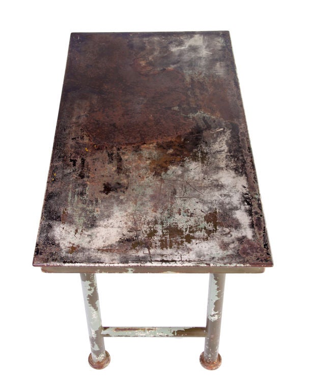 Outstanding & Historical Industrial Steel Table c. 1925 (Signed) 2