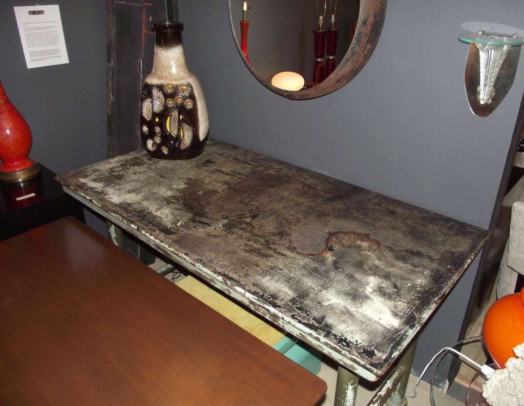 Outstanding & Historical Industrial Steel Table c. 1925 (Signed) 5