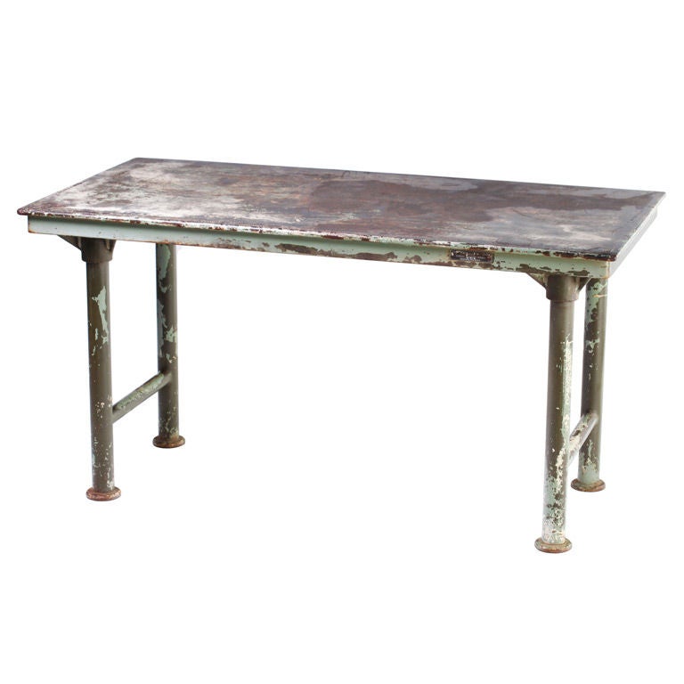 Outstanding & Historical Industrial Steel Table c. 1925 (Signed)