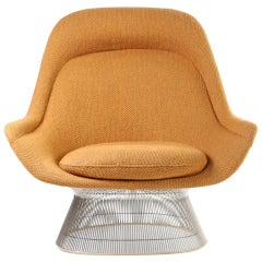 Warren Platner High Back Lounge Chair in Goldenrod and Chrome