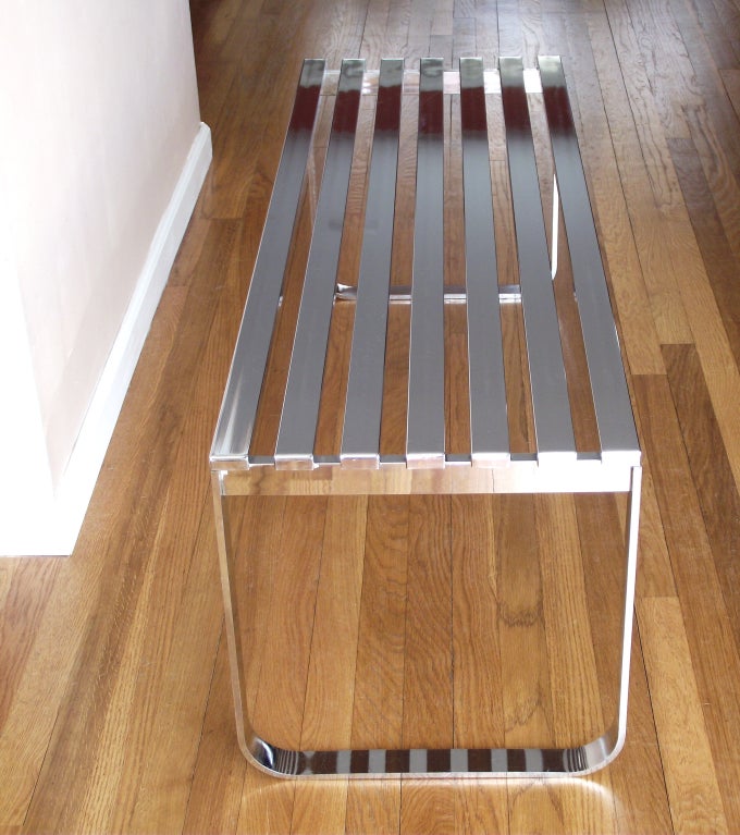 Modernist Slat Bench in Chromed Steel