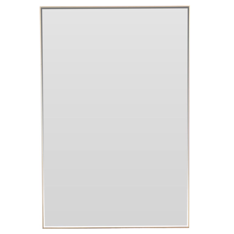 1950s Beveled Edge Mirror in Thin Brass Frame