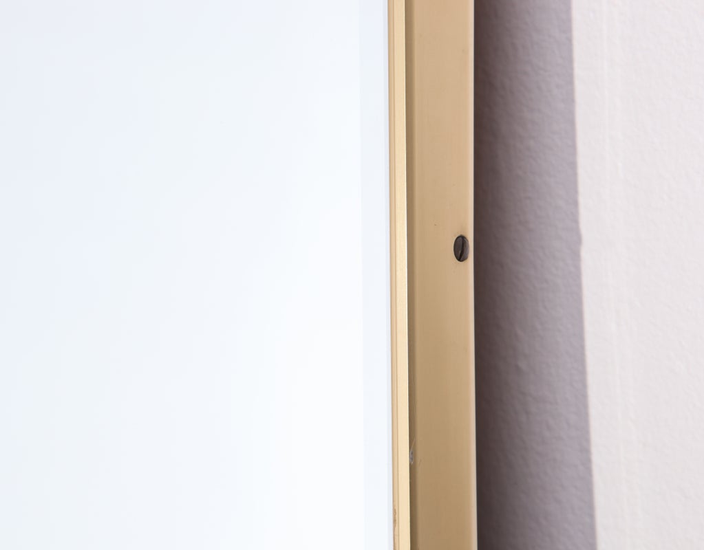 Glass 1950s Beveled Edge Mirror in Thin Brass Frame