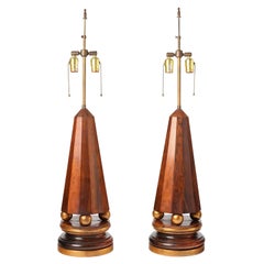 Pair of Obelisk-Form Lamps in Rosewood, 1940s