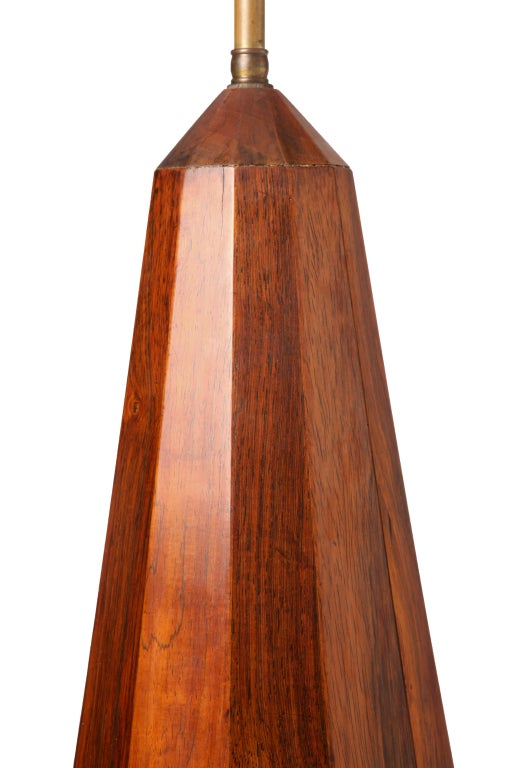 Modern Pair of Obelisk-Form Lamps in Rosewood, 1940s For Sale
