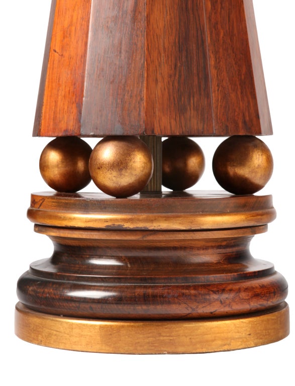 Mid-20th Century Pair of Obelisk-Form Lamps in Rosewood, 1940s For Sale