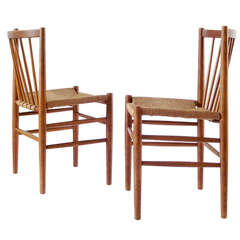 Pair of Danish Modern Oak Chairs with Woven Seats by Jørgen Baekmark