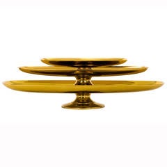 Set of Three Graduated Serving Trays in Brass by Tommi Parzinger