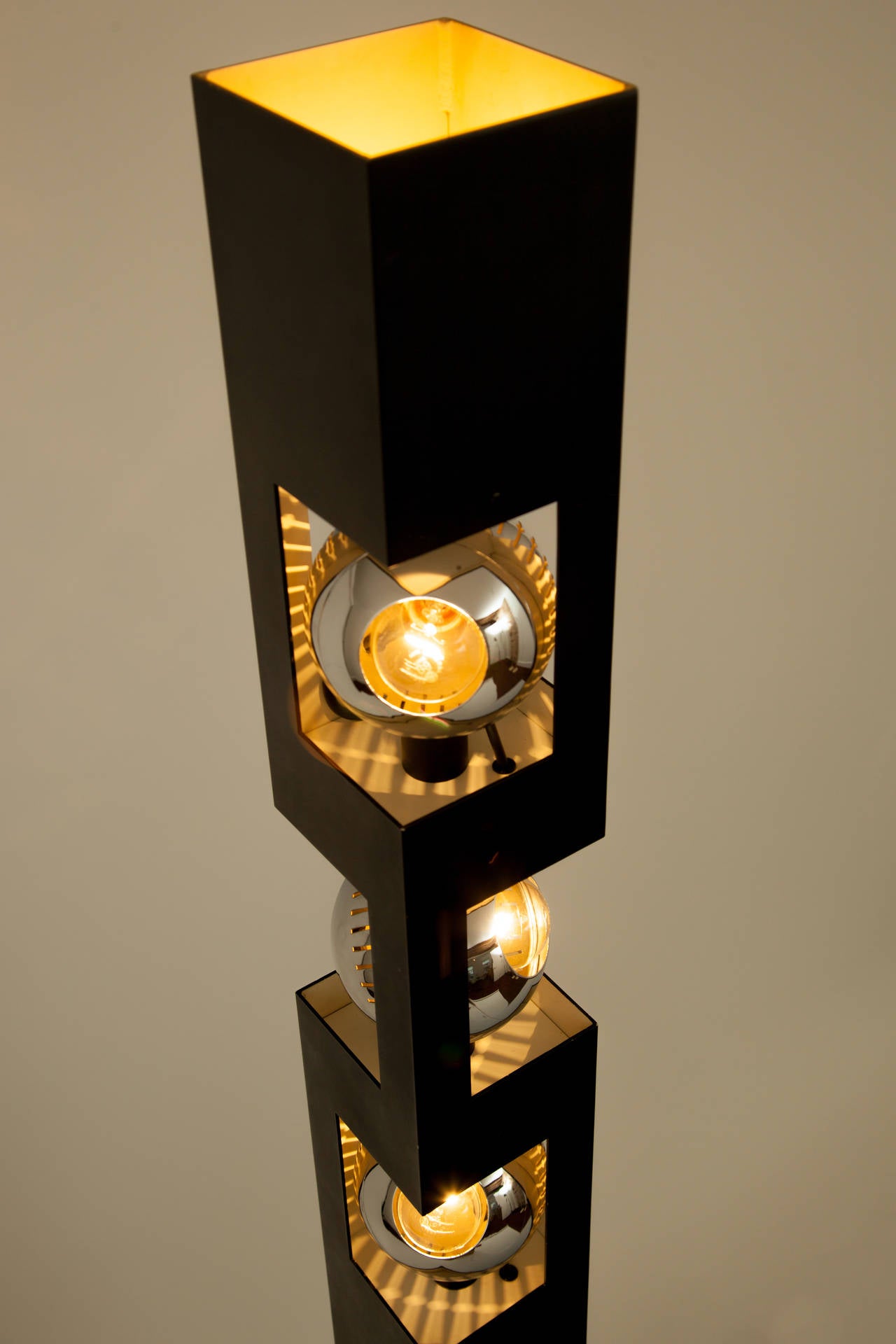 Italian Rare Angelo Lelli for Arredoluce Triple Eyeball Floor Lamp with Torchiere
