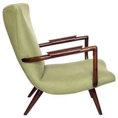 1950s Sculptural Solid Wood Lounge Chair with Espresso Stain
