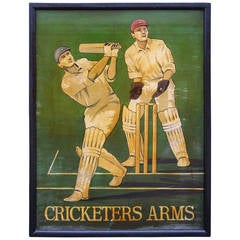 Vintage English Pub Sign "Cricketers Arms"