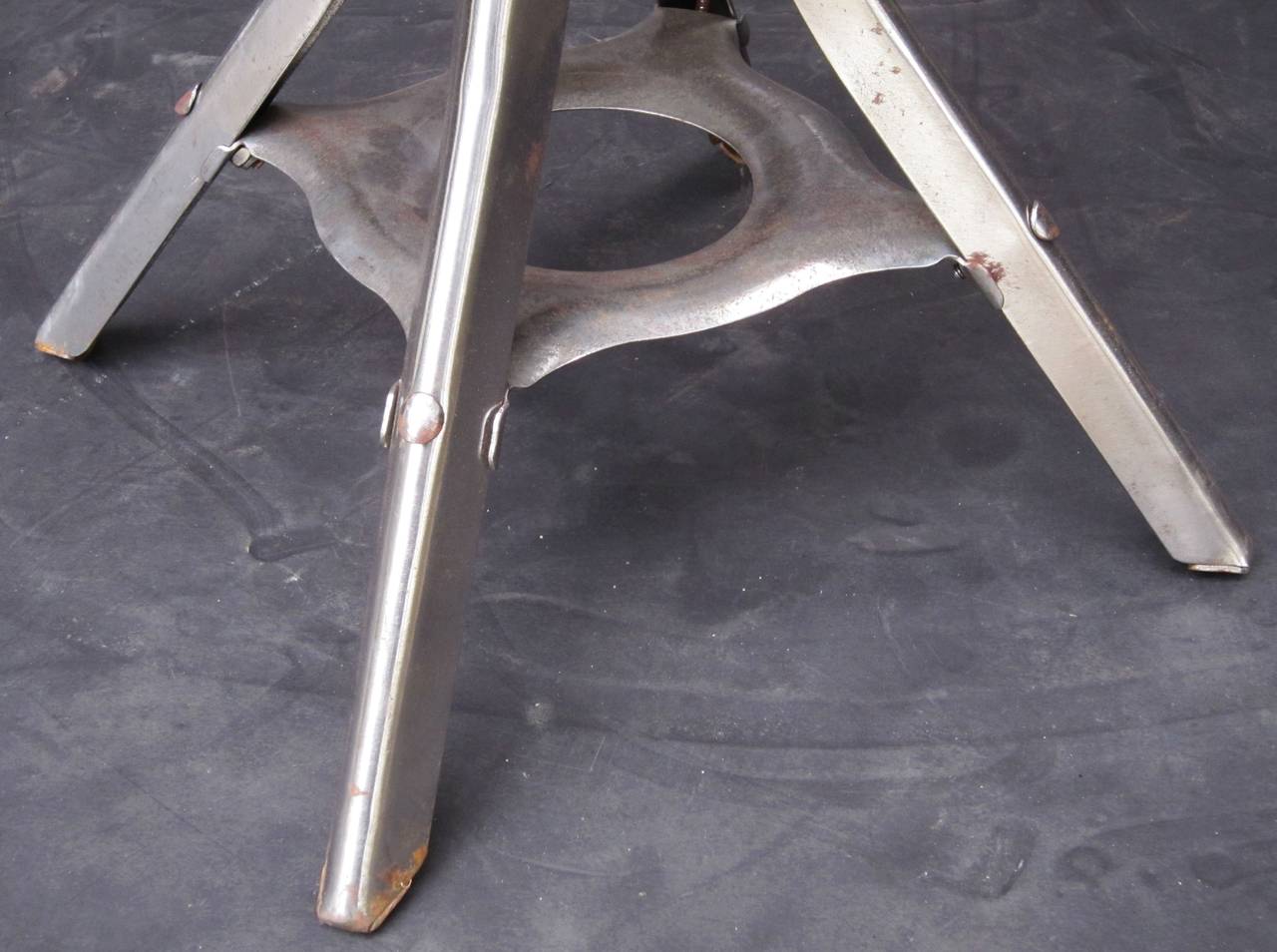 Metal Tractor Seat Stool of Polished Steel from England For Sale