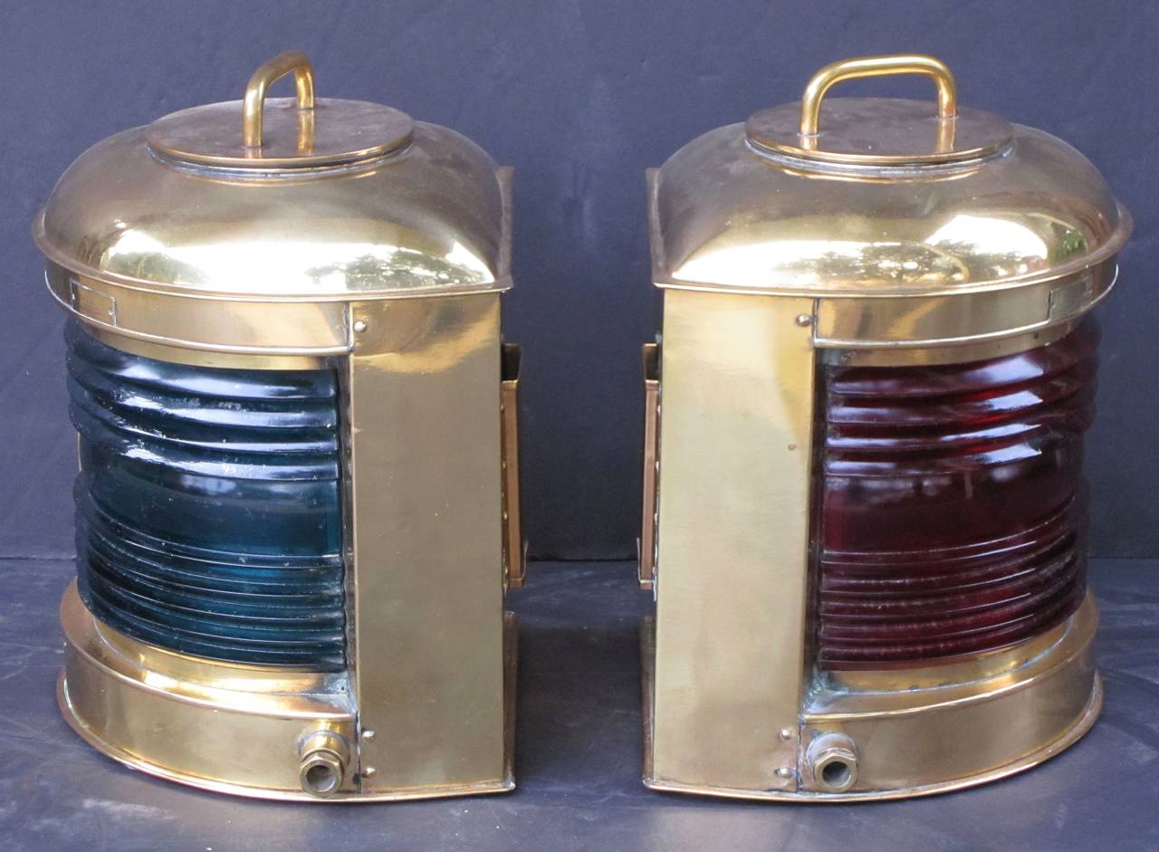 British Pair of Large Port and Starboard Ship's Lanterns