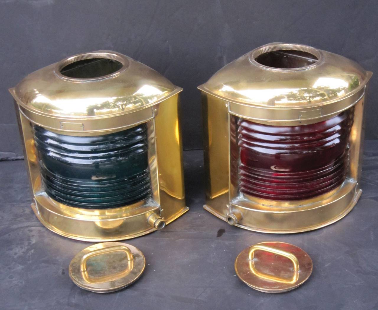 20th Century Pair of Large Port and Starboard Ship's Lanterns