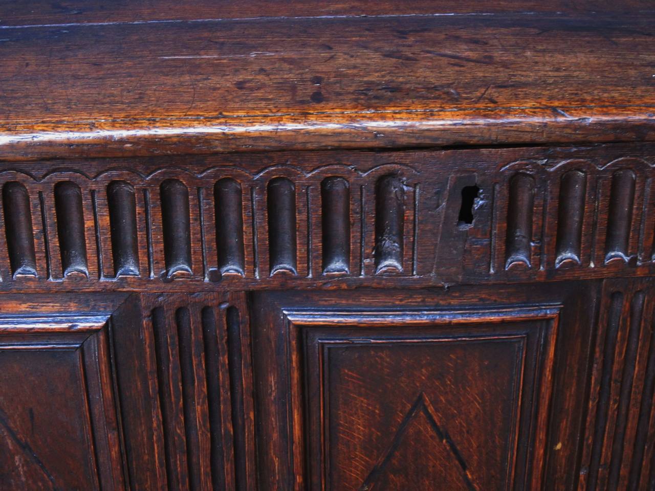 18th Century and Earlier 17th Century English Oak Joined Chest or Trunk For Sale