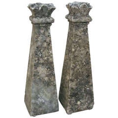 Antique Pair of French Garden Stone Finials (Priced as a Pair)