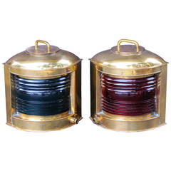 Pair of Large Port and Starboard Ship's Lanterns