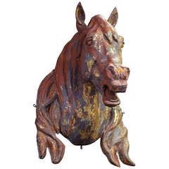 Large French Horse Head or Bust of Zinc