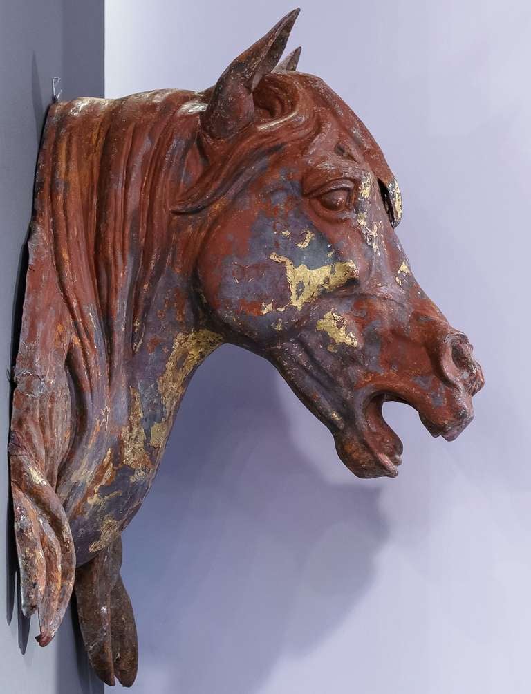 Large French Horse Head or Bust of Zinc In Excellent Condition In Austin, TX