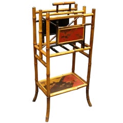 English Bamboo Canterbury or Magazine Rack