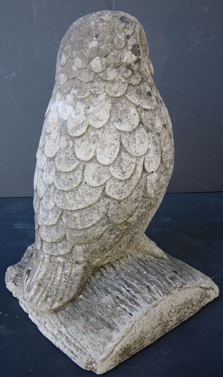 20th Century Large English Garden Stone Owl