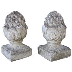 Pair of English Garden Stone Finials (Priced as a Pair)