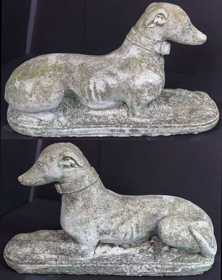Pair of English Garden Stone Whippets (Priced Individually)