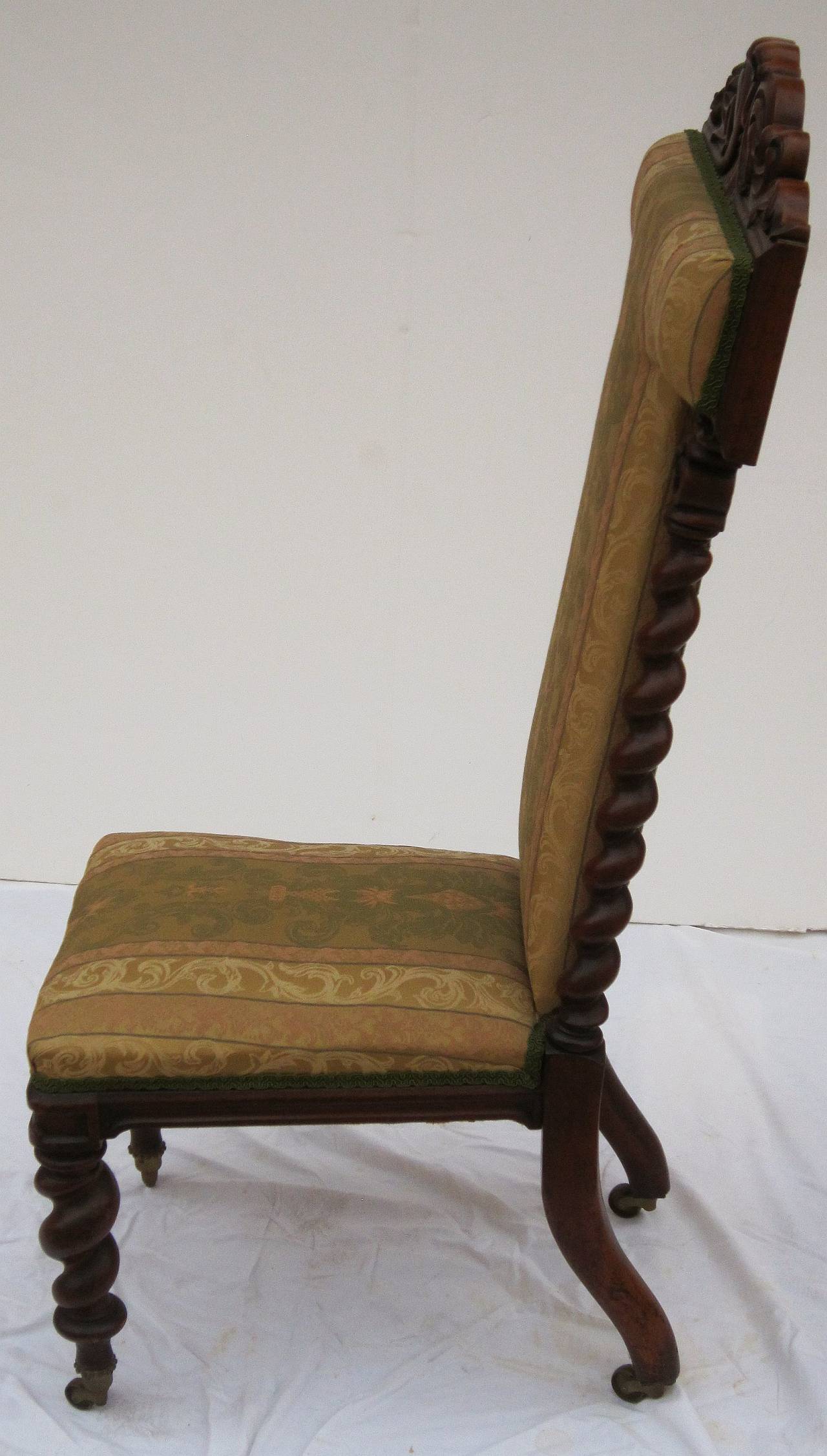 English Prayer Chair of Carved Walnut 2