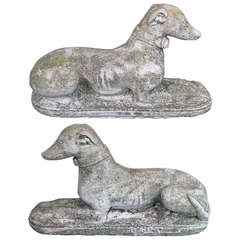 Pair of English Garden Stone Whippets (Priced Individually)